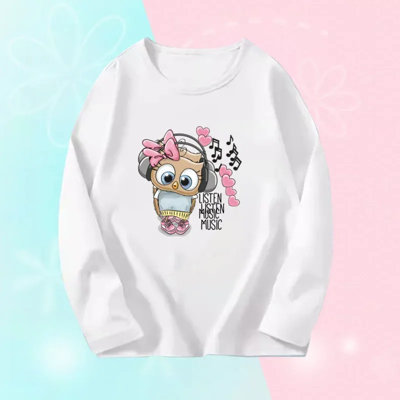 Toddlers Autumn T-shirts For Girl Long Sleeve Cute Tee Shirts Biggirl Casual T-shirts Little Girl Cotton Spring T-shirts