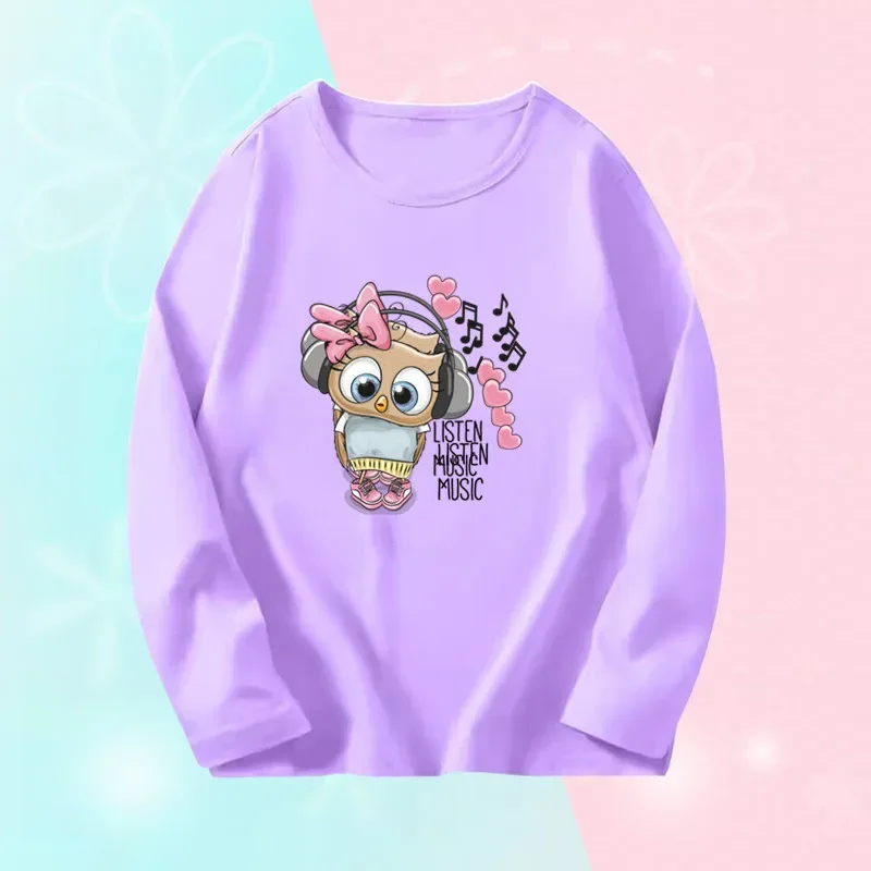 Toddlers Autumn T-shirts For Girl Long Sleeve Cute Tee Shirts Biggirl Casual T-shirts Little Girl Cotton Spring T-shirts