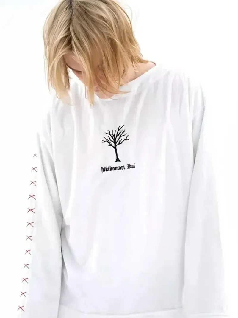 Spring Autumn Pure Cotton Long Sleeve T-Shirt Street Style Casual Loose Fashionable Cool Top for Women Crew Neck Tee