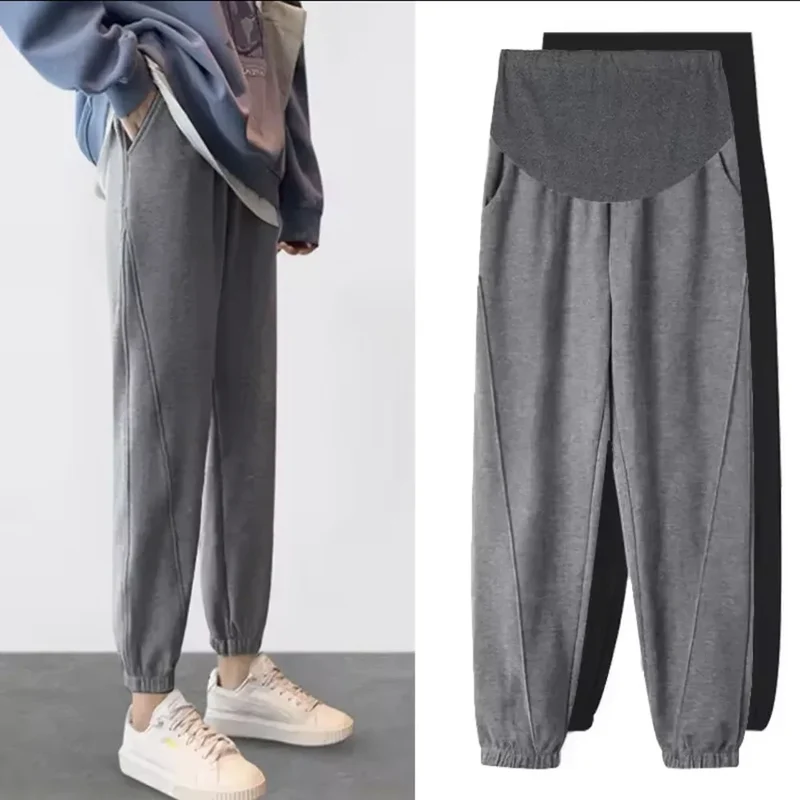 Autumn Sports Casual Cotton Maternity Pants Loose Straight Jogger Trousers Clothes for Pregnant Women Pregnancy