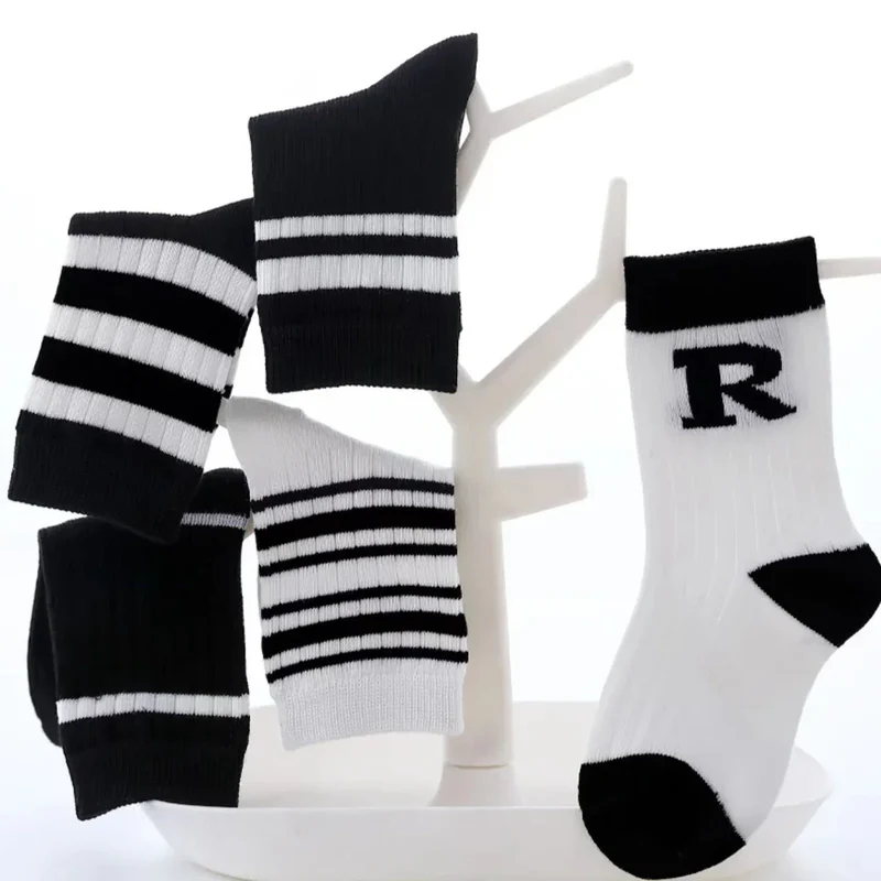 5 Pairs Autumn Fashion Boys Sock for Kids Cute Baby Girl Happy Funny Boat Long Socks White Spring Children's Clothes