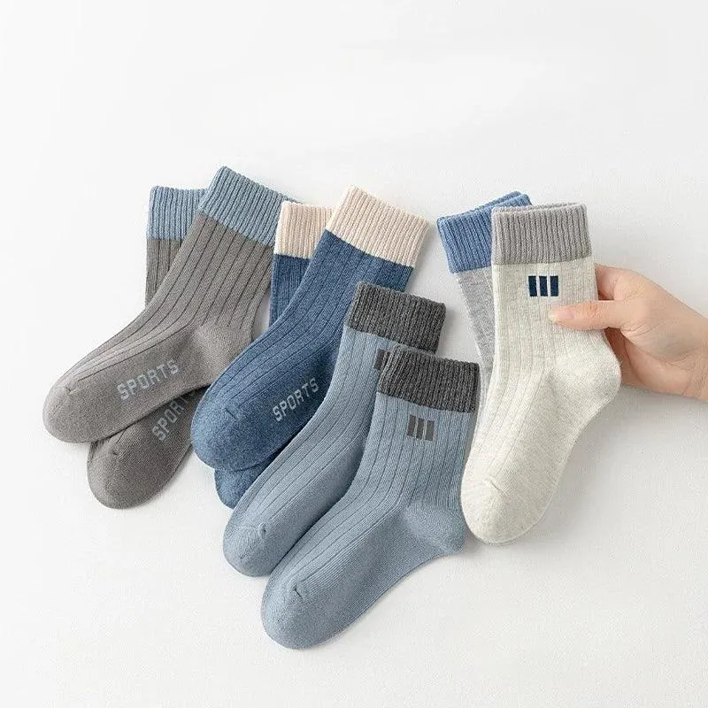 5 Pairs Autumn Fashion Boys Sock for Kids Cute Baby Girl Happy Funny Boat Long Socks White Spring Children's Clothes