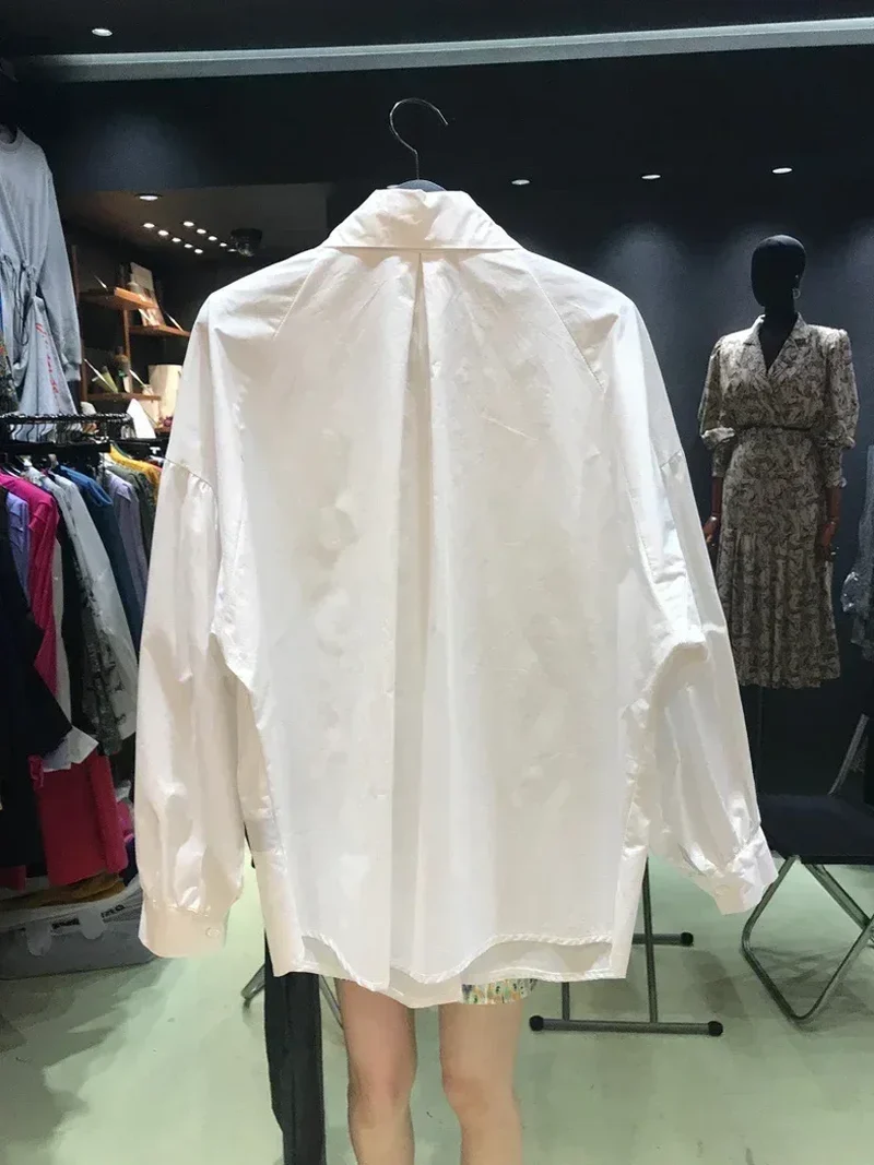 2025 Autumn Long Sleeve Women Shirt Fashion Spring Lanter Sleeve Blouses Office Lady Elegant Tops Casual Loose Clothing