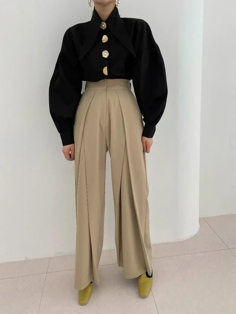 2025 Autumn Long Sleeve Women Shirt Fashion Spring Lanter Sleeve Blouses Office Lady Elegant Tops Casual Loose Clothing