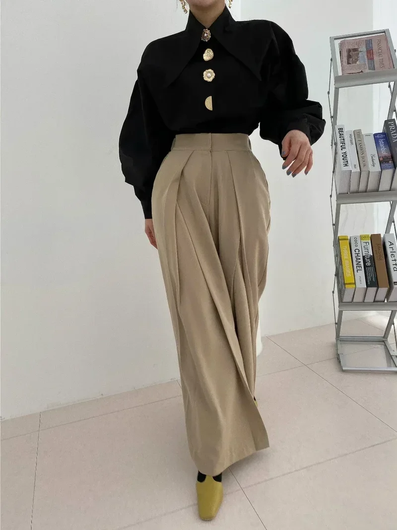 2025 Autumn Long Sleeve Women Shirt Fashion Spring Lanter Sleeve Blouses Office Lady Elegant Tops Casual Loose Clothing