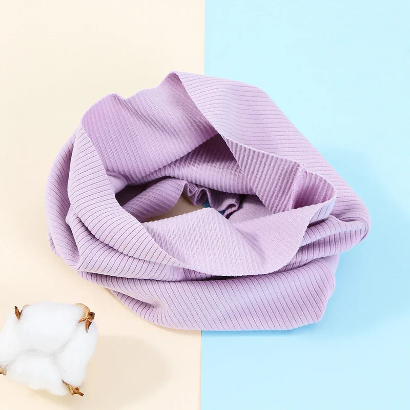 Kids Cotton Scarf Multipurpose O Neck Ring Scarf Solid Print Children Autumn Winter Warm Windproof Scarves For Boys Girls