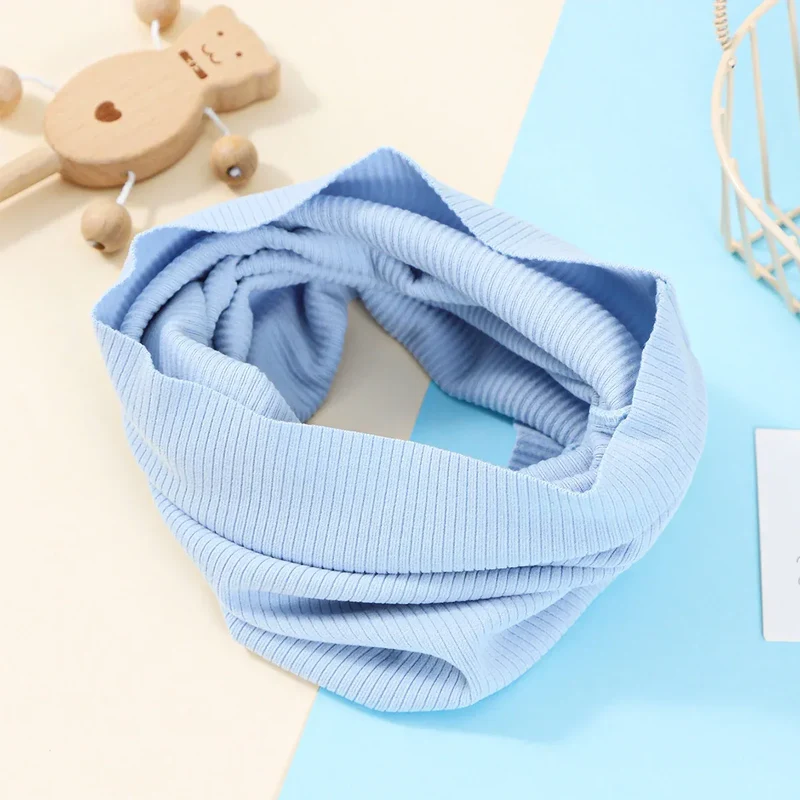 Kids Cotton Scarf Multipurpose O Neck Ring Scarf Solid Print Children Autumn Winter Warm Windproof Scarves For Boys Girls
