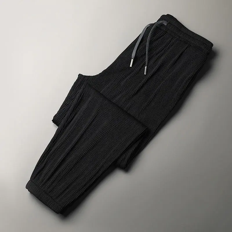 Summer Ice Silk Ultra-thin Ice Silk Pants Men's Loose Casual Pants Quick-drying Harajuku Fashion Pants Men's Thin Trousers