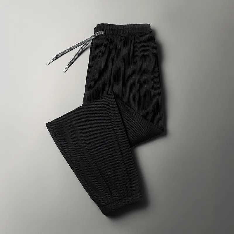 Summer Ice Silk Ultra-thin Ice Silk Pants Men's Loose Casual Pants Quick-drying Harajuku Fashion Pants Men's Thin Trousers