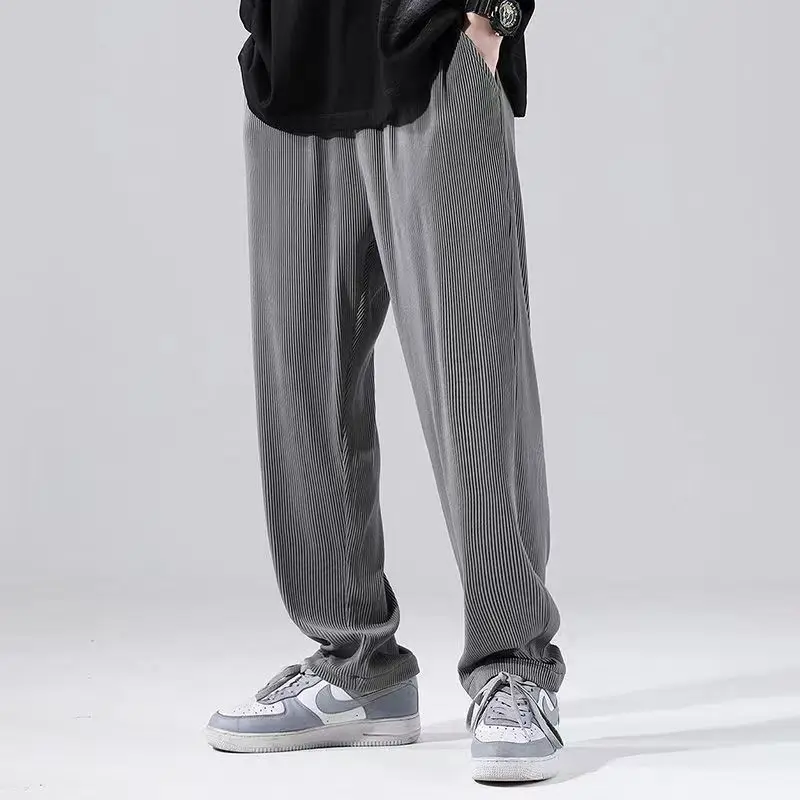 Summer Ice Silk Ultra-thin Ice Silk Pants Men's Loose Casual Pants Quick-drying Harajuku Fashion Pants Men's Thin Trousers