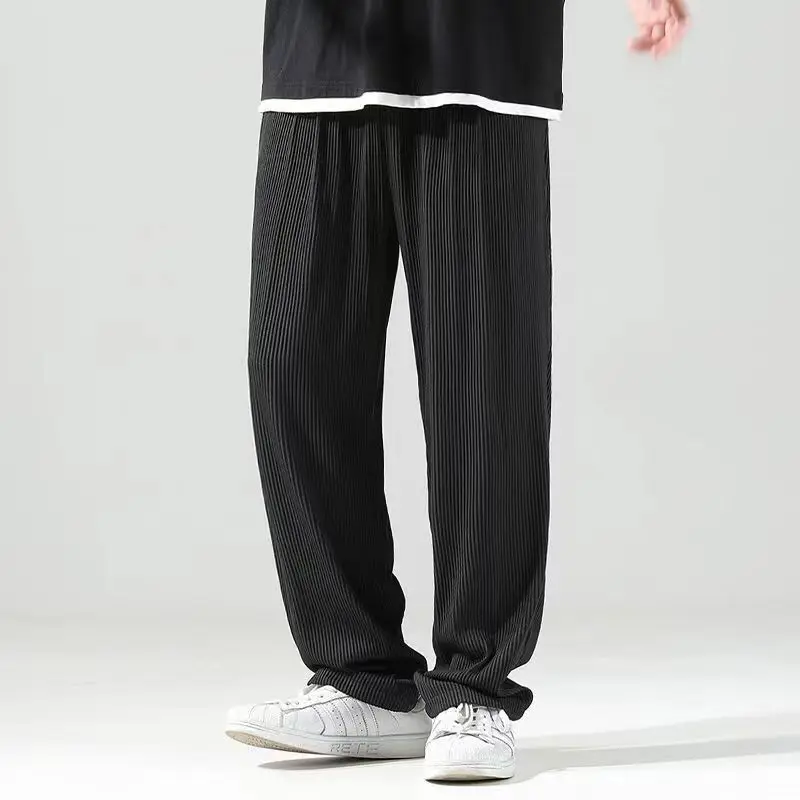 Summer Ice Silk Ultra-thin Ice Silk Pants Men's Loose Casual Pants Quick-drying Harajuku Fashion Pants Men's Thin Trousers