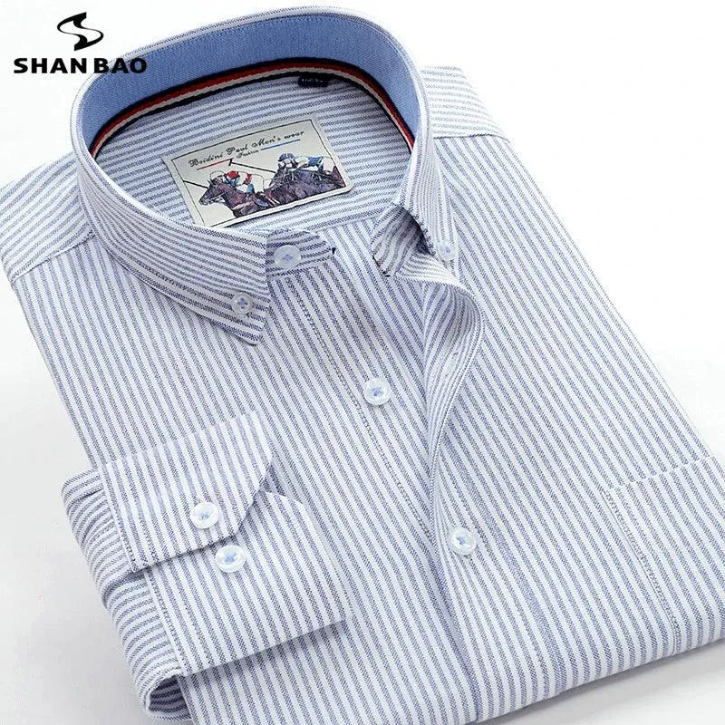 6XL 7XL 8XL 9XL 10XL Elegant Classic Youth Men's Business Casual Striped Long Sleeve Shirt Autumn Brand big Size Loose Shirt