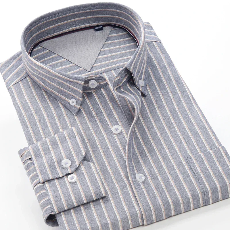 6XL 7XL 8XL 9XL 10XL Elegant Classic Youth Men's Business Casual Striped Long Sleeve Shirt Autumn Brand big Size Loose Shirt