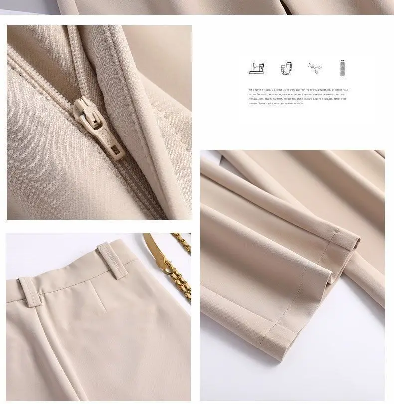 Office Lady Fashion Solid Loose Straight Pants All-match Button Zipper Women Spring Autumn High Waist Pockets Pencil Trousers