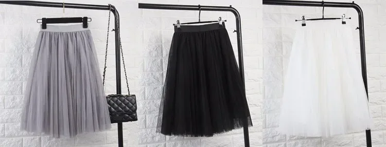 TingYiLi Elegant Tulle Skirt Autumn Winter Big Swing Women Skirt Korean Cute Pink Green Gray Blue Brown Black Long Skirt Tutu