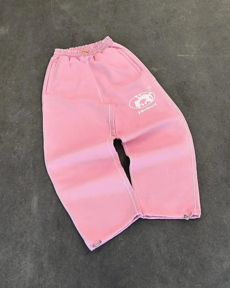 Man Y2k Pants Joggers Men Streetwear Embroidered Pink Long Sweatpants Cargo Clothing Casual Police Trousers American Harajuku