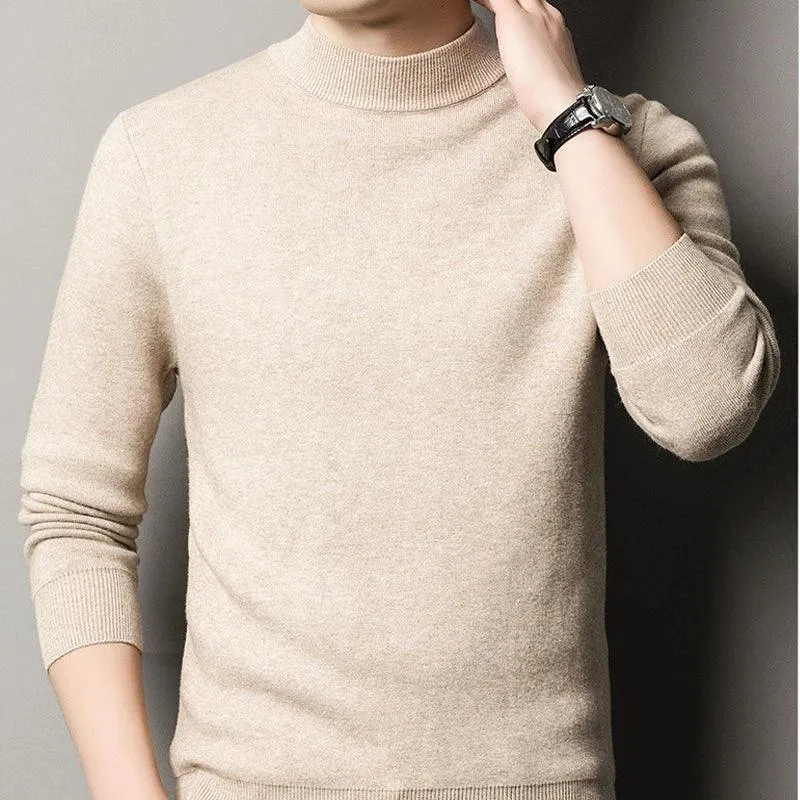 Slim Black Tops Men Autumn Winter Turtleneck Long Sleeve Slim Pullover Sweater Blouse Top Good Quality Spring Autumn Pullover
