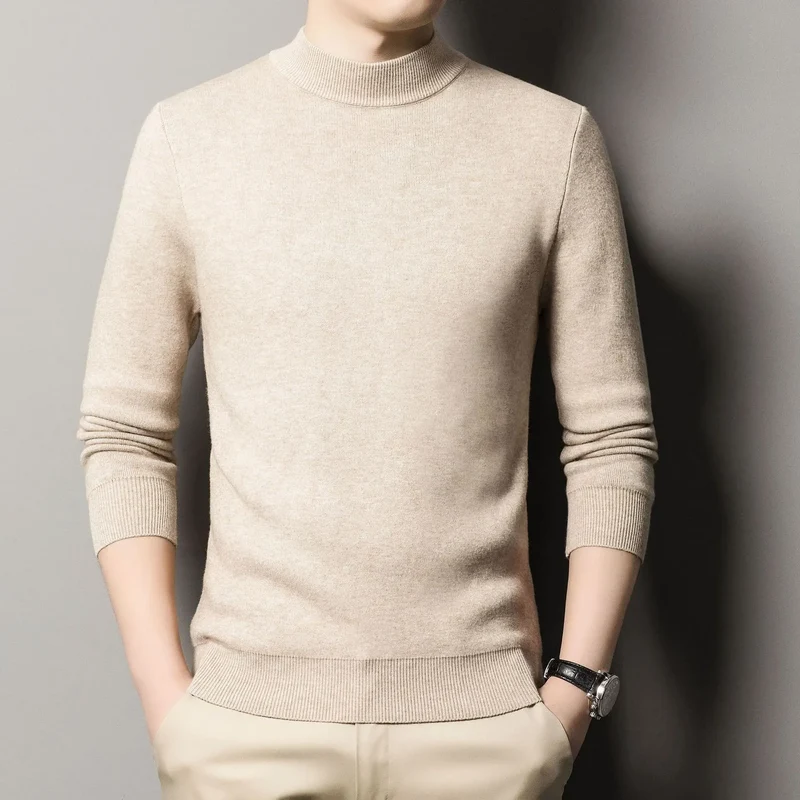 Slim Black Tops Men Autumn Winter Turtleneck Long Sleeve Slim Pullover Sweater Blouse Top Good Quality Spring Autumn Pullover