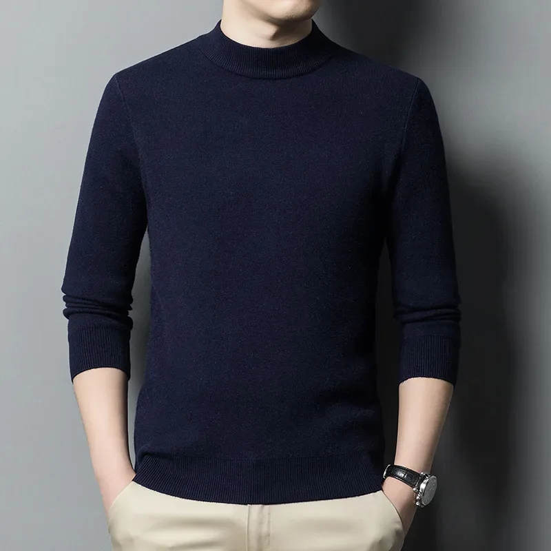 Slim Black Tops Men Autumn Winter Turtleneck Long Sleeve Slim Pullover Sweater Blouse Top Good Quality Spring Autumn Pullover