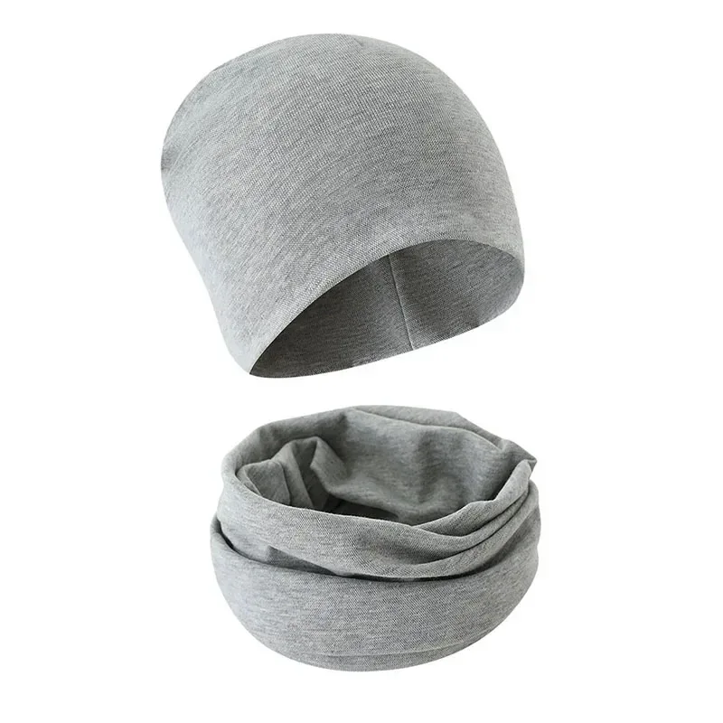 1-14Y Autumn Winter Solid Color Soft Warm Outdoor Activities Cap Scarf for Girls and Boys Infant Hats Set Children Beanies Cap