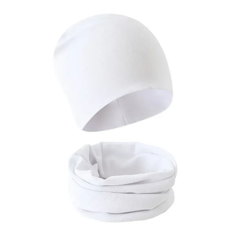 1-14Y Autumn Winter Solid Color Soft Warm Outdoor Activities Cap Scarf for Girls and Boys Infant Hats Set Children Beanies Cap