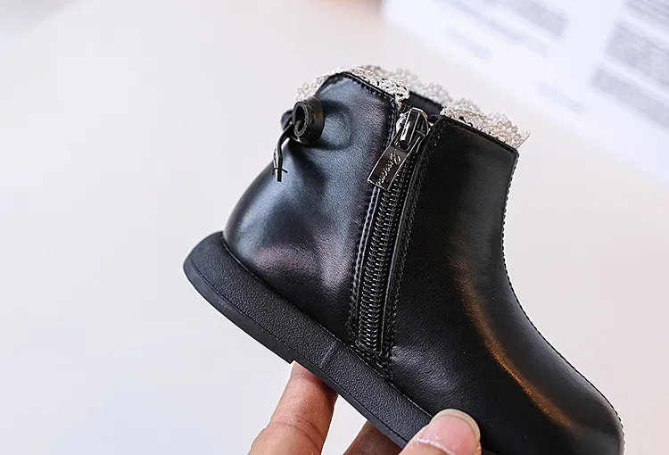 2024 New Autumn Children Boots Leather Girls Ankle Boots Lace Butterfly-knot Rubber Sole Fashion Toddler Kids Boots EU 21-30