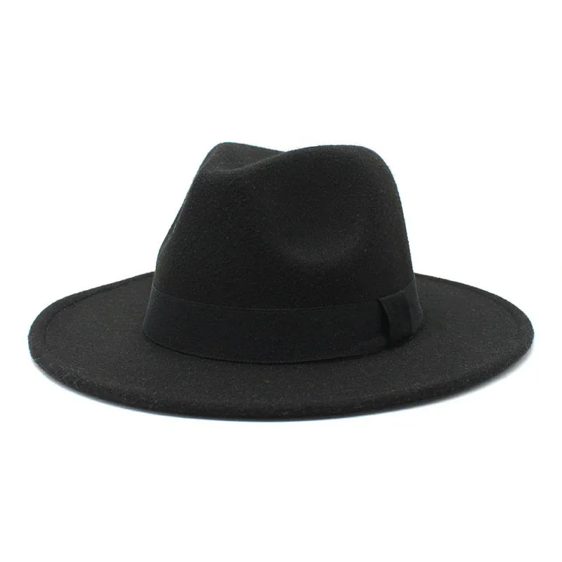 2023 New Hot Wide Brim Felt Fedora Hats With Bee Ribbon Autumn Winter Wedding Party Trilby Hat Men Gentleman Jazz Hats 56-58CM