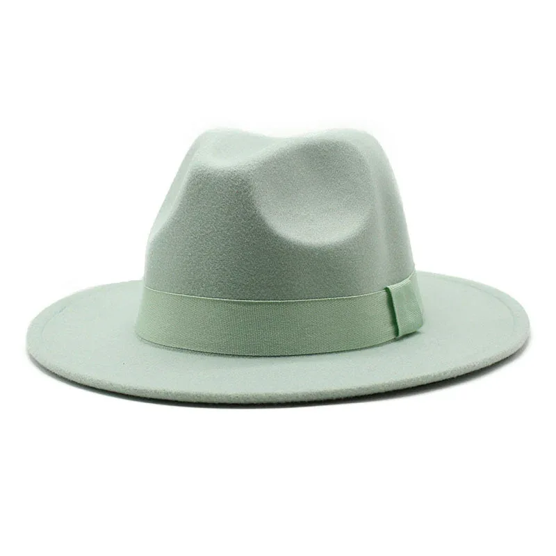 2023 New Hot Wide Brim Felt Fedora Hats With Bee Ribbon Autumn Winter Wedding Party Trilby Hat Men Gentleman Jazz Hats 56-58CM