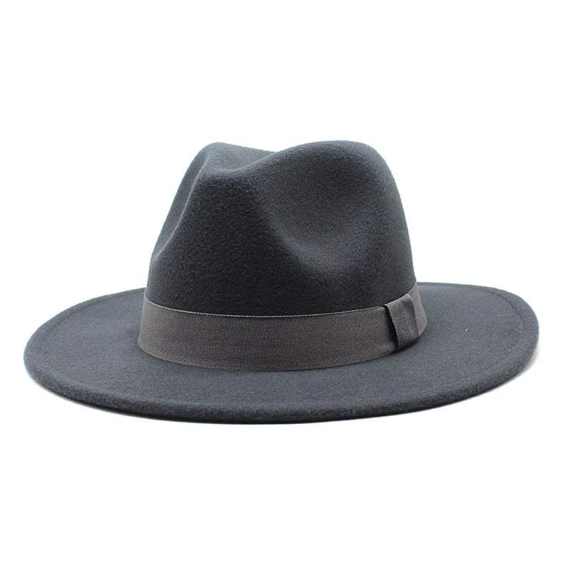 2023 New Hot Wide Brim Felt Fedora Hats With Bee Ribbon Autumn Winter Wedding Party Trilby Hat Men Gentleman Jazz Hats 56-58CM