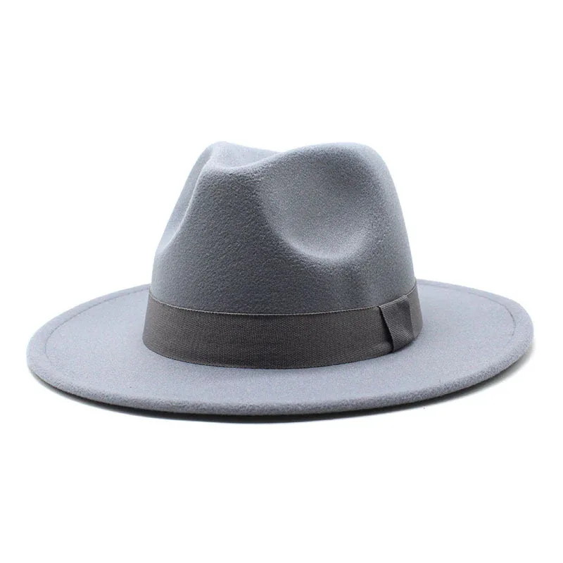 2023 New Hot Wide Brim Felt Fedora Hats With Bee Ribbon Autumn Winter Wedding Party Trilby Hat Men Gentleman Jazz Hats 56-58CM