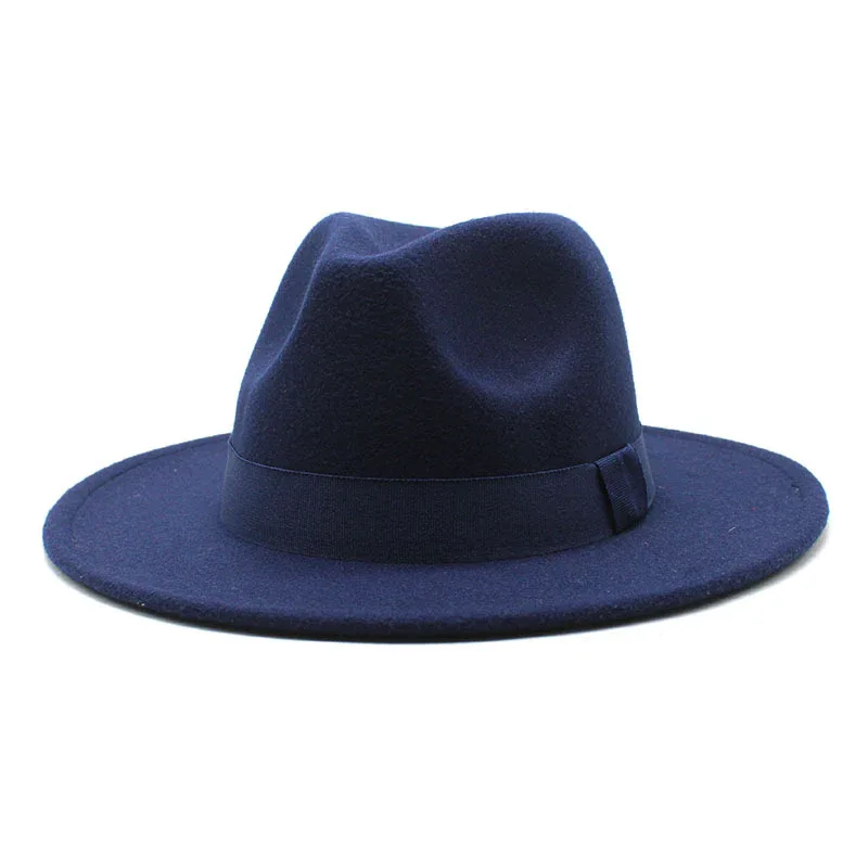 2023 New Hot Wide Brim Felt Fedora Hats With Bee Ribbon Autumn Winter Wedding Party Trilby Hat Men Gentleman Jazz Hats 56-58CM