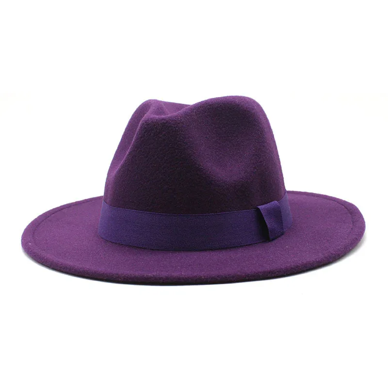 2023 New Hot Wide Brim Felt Fedora Hats With Bee Ribbon Autumn Winter Wedding Party Trilby Hat Men Gentleman Jazz Hats 56-58CM