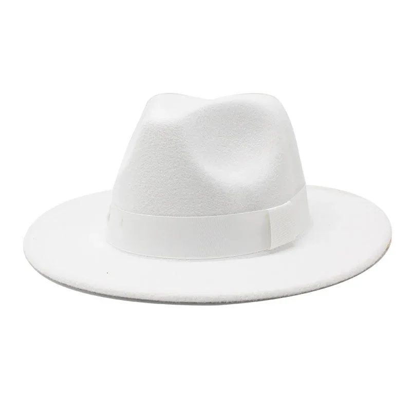 2023 New Hot Wide Brim Felt Fedora Hats With Bee Ribbon Autumn Winter Wedding Party Trilby Hat Men Gentleman Jazz Hats 56-58CM