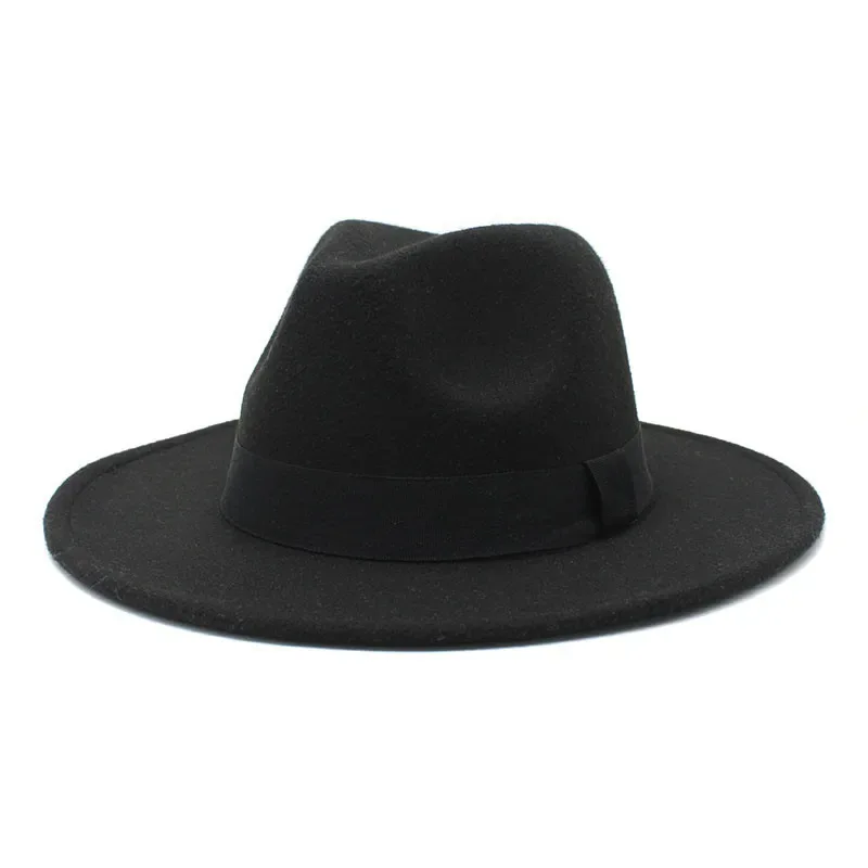 2023 New Hot Wide Brim Felt Fedora Hats With Bee Ribbon Autumn Winter Wedding Party Trilby Hat Men Gentleman Jazz Hats 56-58CM
