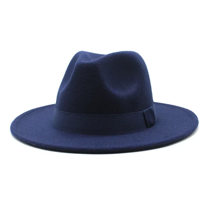 2023 New Hot Wide Brim Felt Fedora Hats With Bee Ribbon Autumn Winter Wedding Party Trilby Hat Men Gentleman Jazz Hats 56-58CM