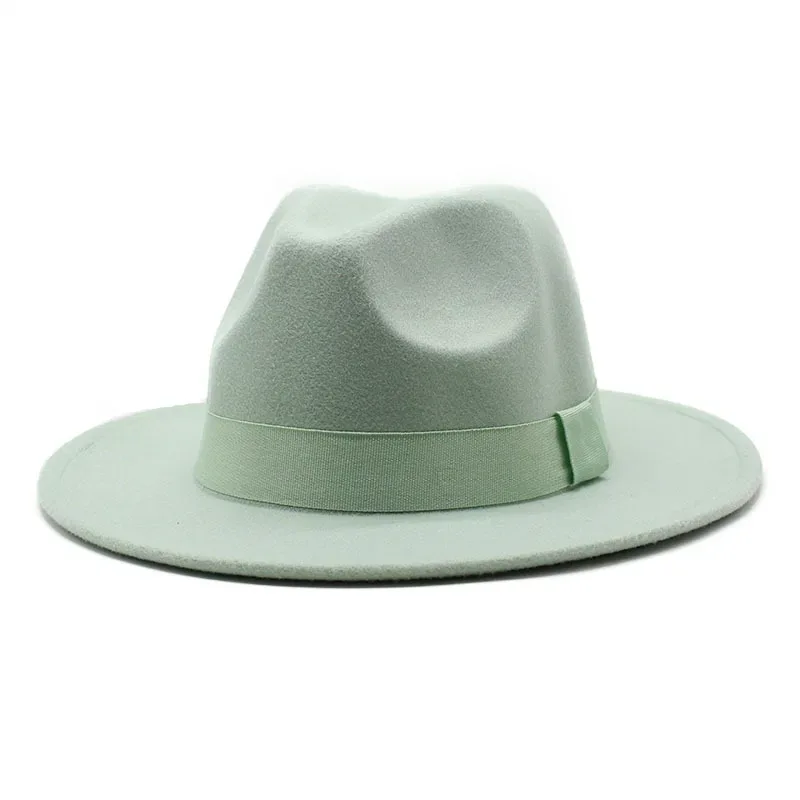 2023 New Hot Wide Brim Felt Fedora Hats With Bee Ribbon Autumn Winter Wedding Party Trilby Hat Men Gentleman Jazz Hats 56-58CM
