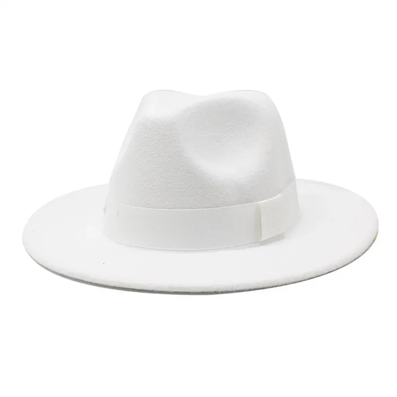 2023 New Hot Wide Brim Felt Fedora Hats With Bee Ribbon Autumn Winter Wedding Party Trilby Hat Men Gentleman Jazz Hats 56-58CM