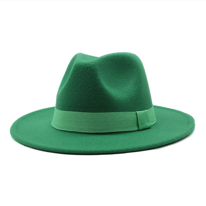 2023 New Hot Wide Brim Felt Fedora Hats With Bee Ribbon Autumn Winter Wedding Party Trilby Hat Men Gentleman Jazz Hats 56-58CM