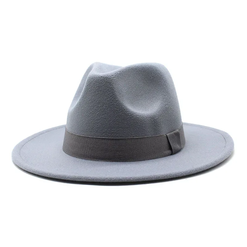 2023 New Hot Wide Brim Felt Fedora Hats With Bee Ribbon Autumn Winter Wedding Party Trilby Hat Men Gentleman Jazz Hats 56-58CM