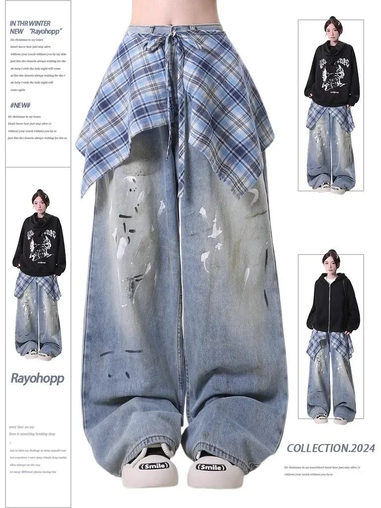 2025 Harajuku Fashion Hip-pop Sweatpants Women Y2K Gothic Sweet Long Wide Leg Pants Korea Chic High Waist Loose Dance Trousers