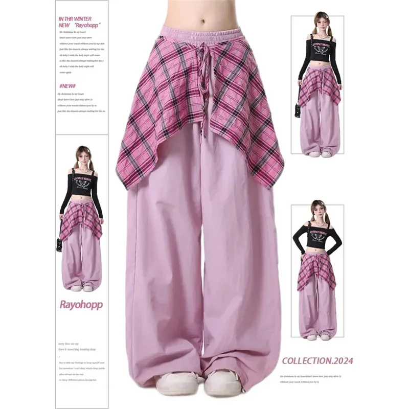 2025 Harajuku Fashion Hip-pop Sweatpants Women Y2K Gothic Sweet Long Wide Leg Pants Korea Chic High Waist Loose Dance Trousers