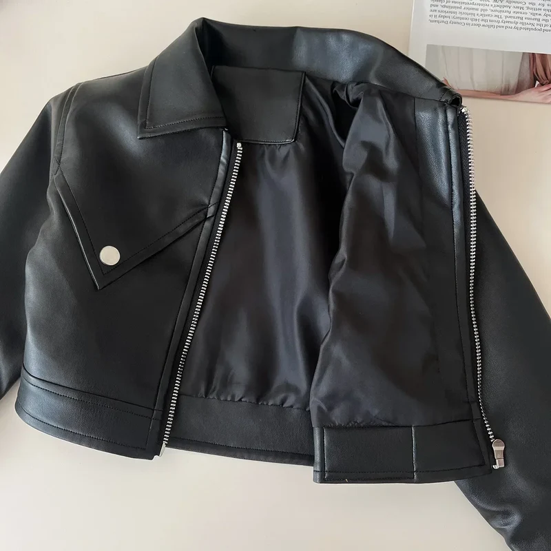 2024 Girls Baby Spring Autumn Winter PU Clothing Set Fashion Kids Leather Zipper Jackets+skirts Children 2pcs Birthday Clothes