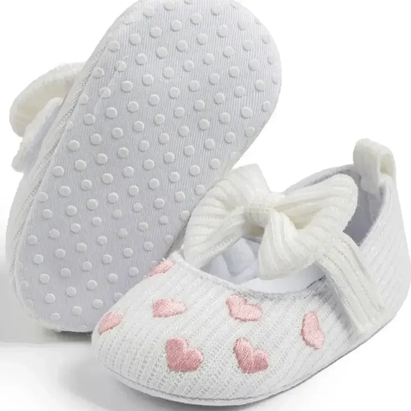 Meckior Spring Autumn Cotton Sole Baby Girl Shoes Newborn Toddler Bow Love First Walkers Anti-slip Baby Casual Shoes Moccasins