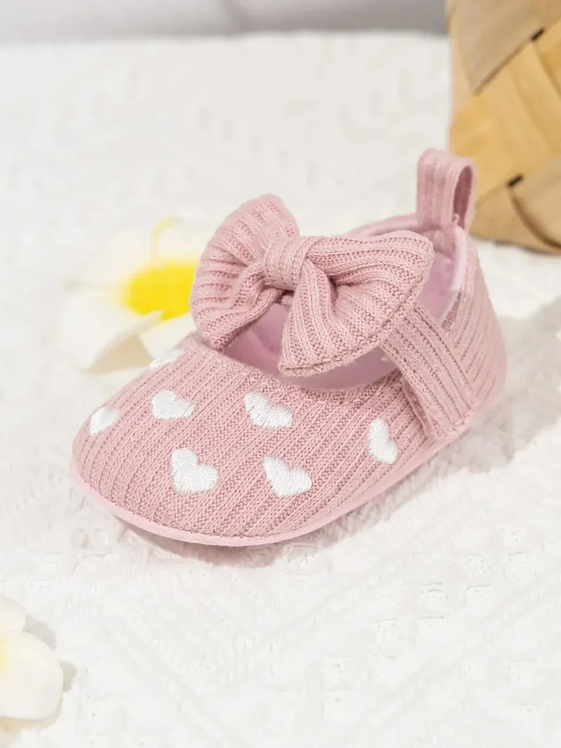 Meckior Spring Autumn Cotton Sole Baby Girl Shoes Newborn Toddler Bow Love First Walkers Anti-slip Baby Casual Shoes Moccasins