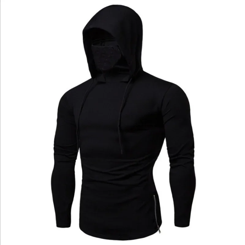 New Embroidery Turtleneck Sweatshirt For Men Japanese Ninja Hoodies Autumn Hip Hop Fleece Pocket Streetwear Oversized Y2K Hoody