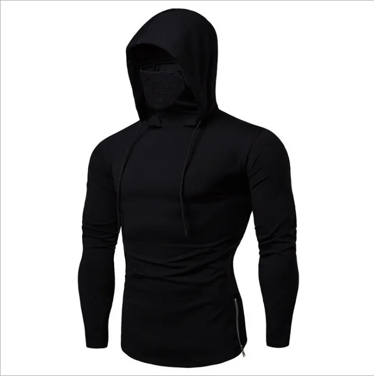 New Embroidery Turtleneck Sweatshirt For Men Japanese Ninja Hoodies Autumn Hip Hop Fleece Pocket Streetwear Oversized Y2K Hoody