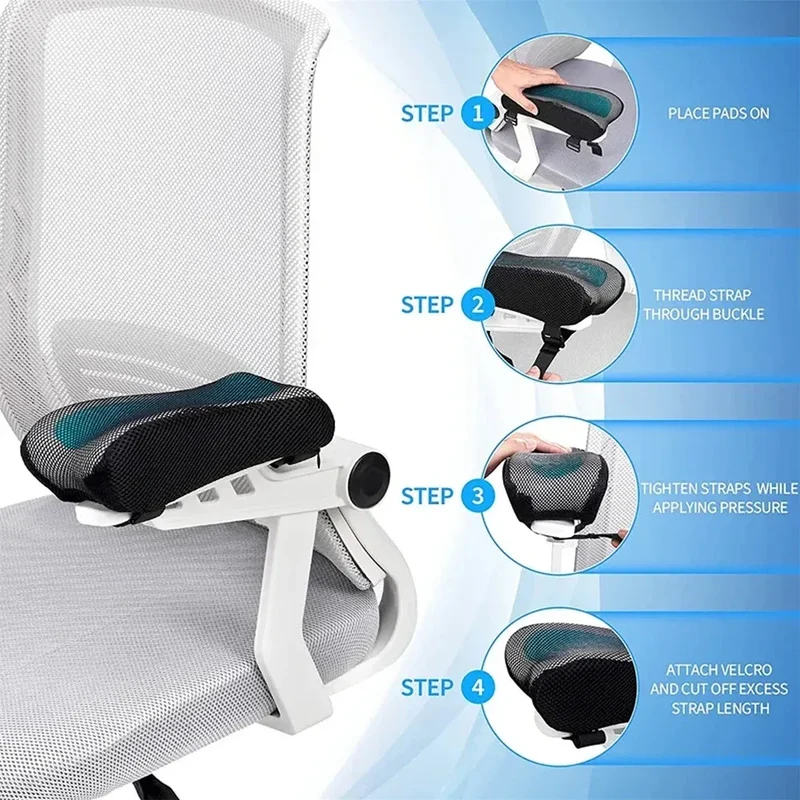 Office Chair Arm Pads with Cooling Gel,Memory Foam Armrest Pads for Gaming Chair Arm Rest Covers for Desk Chair Armrest Cushions