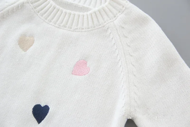 Autumn Winter Girls Sweater Cute Lover Pattern Knitted Pullover Thick Warm Fleece Sweater
