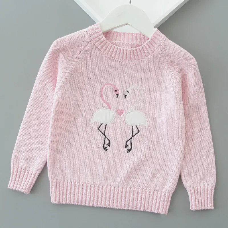 Autumn Winter Girls Sweater Cute Lover Pattern Knitted Pullover Thick Warm Fleece Sweater