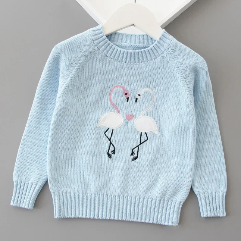 Autumn Winter Girls Sweater Cute Lover Pattern Knitted Pullover Thick Warm Fleece Sweater